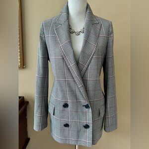 ALLSAINTS Helei Check Slouchy Blazer Double Breasted Houndstooth Plaid Size 4
